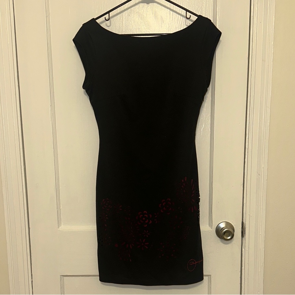 Desigual Black Mini Dress with Red Accents